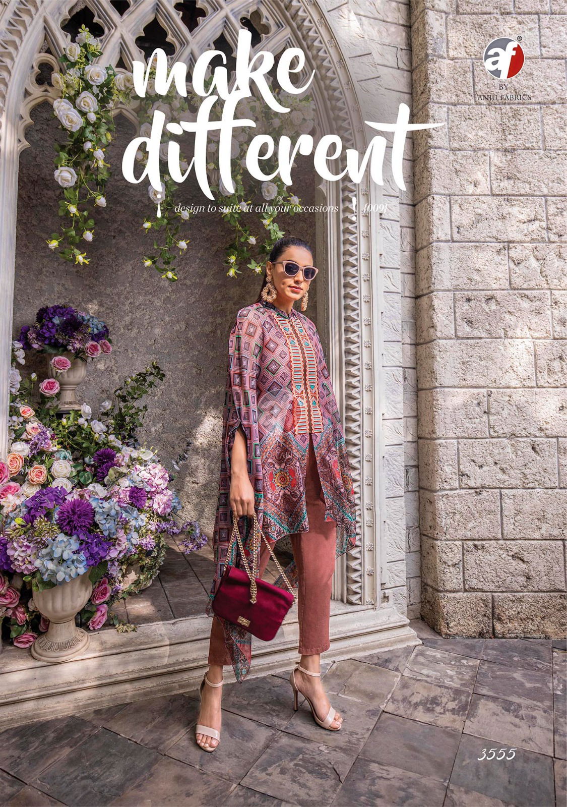 Cape Style By Af Viscose Premium Chiffon Printed Party Wear Kurti With Bottom Wholesale Online